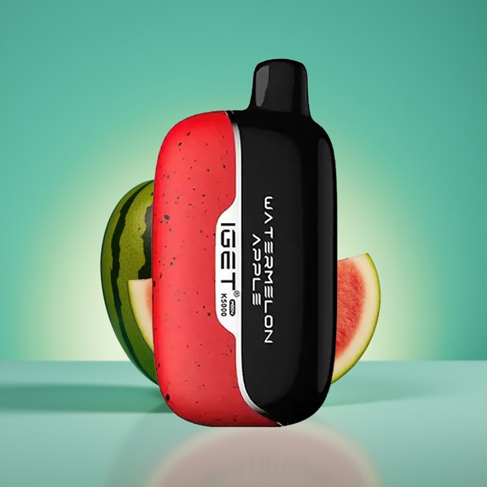 IGET Moon K5000 Puffs Vape Jetable Pastèque Pomme - 81.5 g, 5000 Puffs, Bobine Mesh 1.35 Ohm, Taille 49.5x25.3x99.4 mm