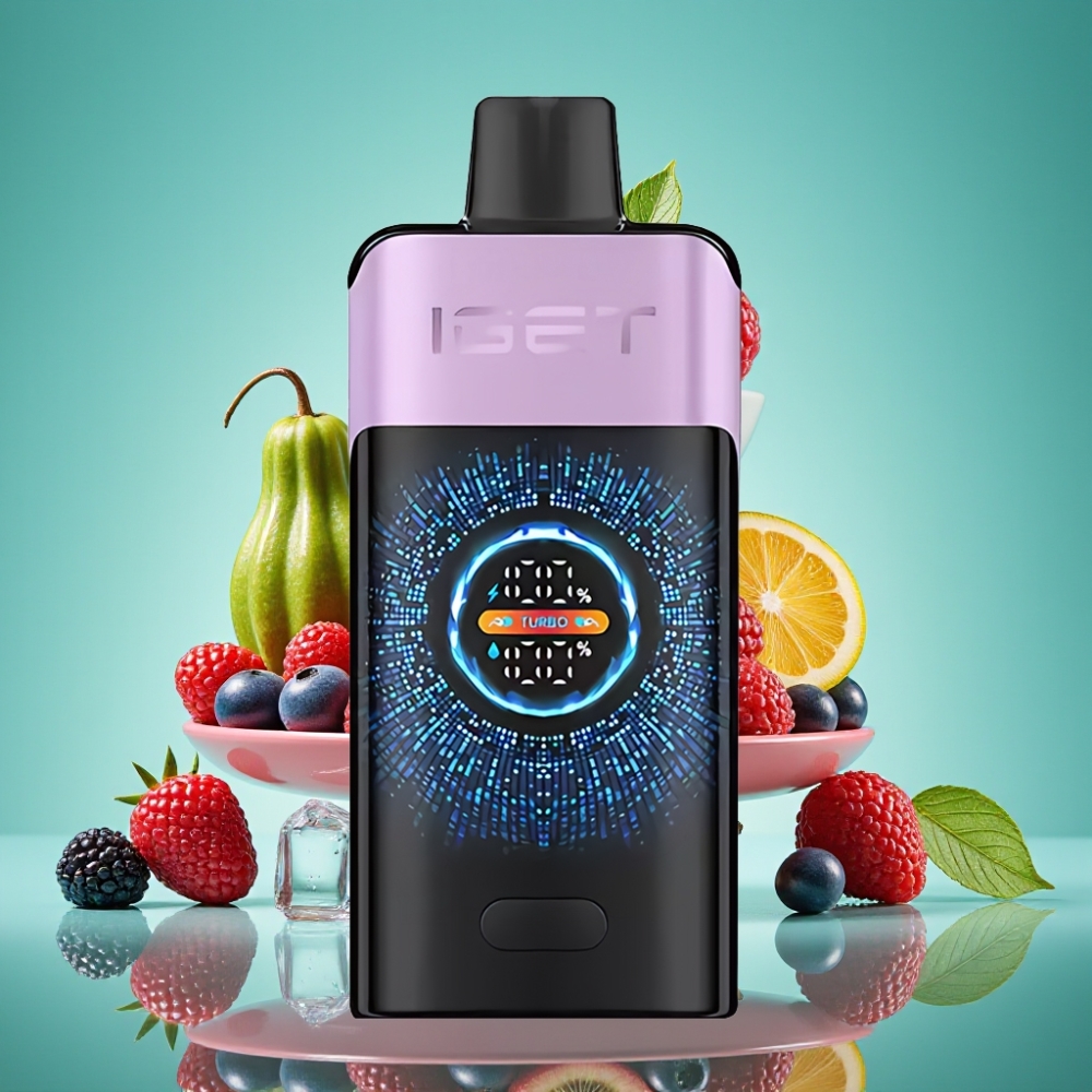 IGET ONE 12000 Puffs Vape Jetable Baies Glacées Mixées - Écran Courbé Couleur, 2700 mAh, 0.6 Ohm Dual Mesh Coil