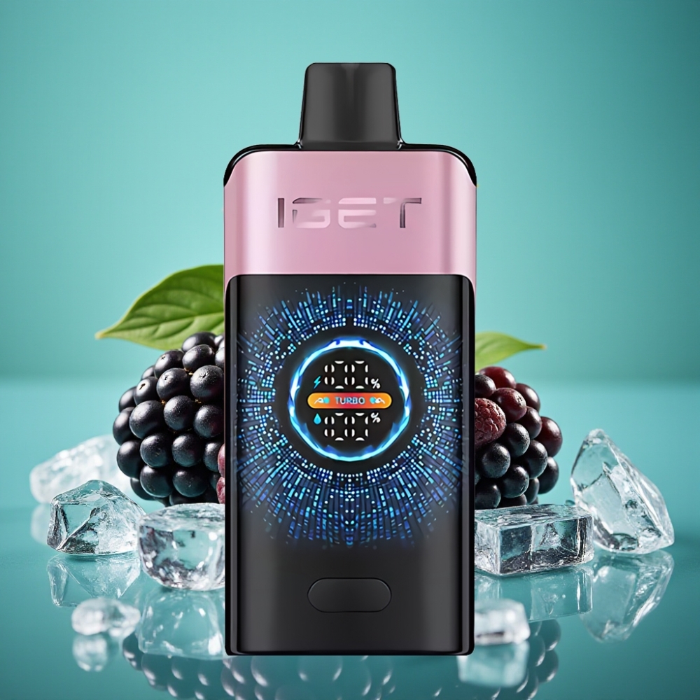 IGET ONE 12000 Puffs Vape Jetable Blackberry Ice - 2700 mAh, Écran Courbe Couleur, Mode Turbo 9000 Puffs