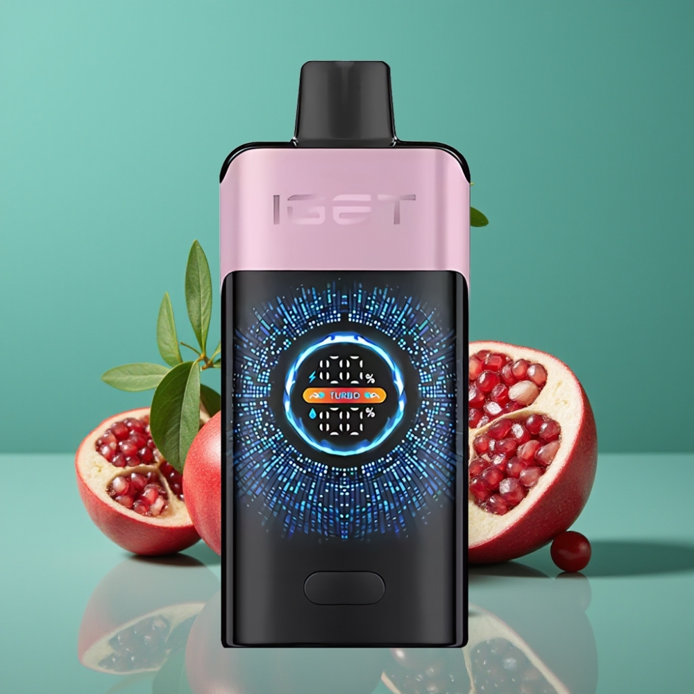 IGET ONE 12000 Puffs Vape Jetable Cerise Grenade - 2700 mAh, Écran Courbé Couleur, 0.6 ohm Dual Mesh Coil