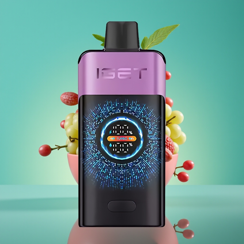 IGET ONE 12000 Puffs Vape Jetable Chupa Chups Raisin avec Écran Courbé et Double Mesh 0,6 ohm