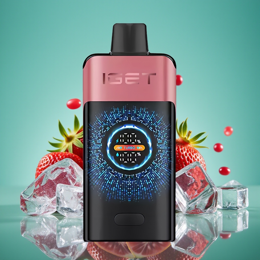 IGET ONE 12000 Puffs Vape Jetable Fraise Grenade Glace - 2700 mAh, Écran Courbé Couleur, 0.6 Ohm Double Mesh
