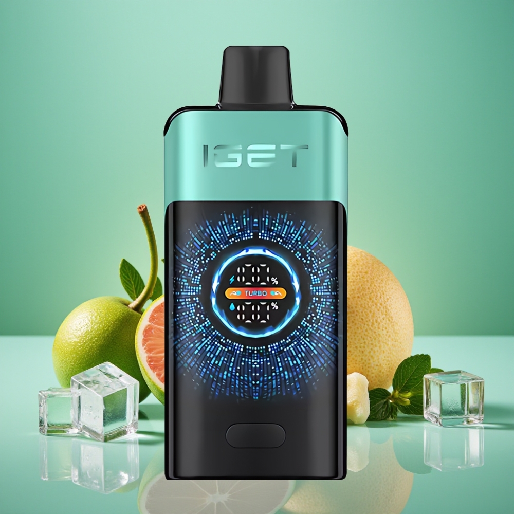 IGET ONE 12000 Puffs Vape Jetable Menthe Glacée de Source Montagnarde - 2700 mAh, Double Mesh 0.6 ohm, Écran Courbé
