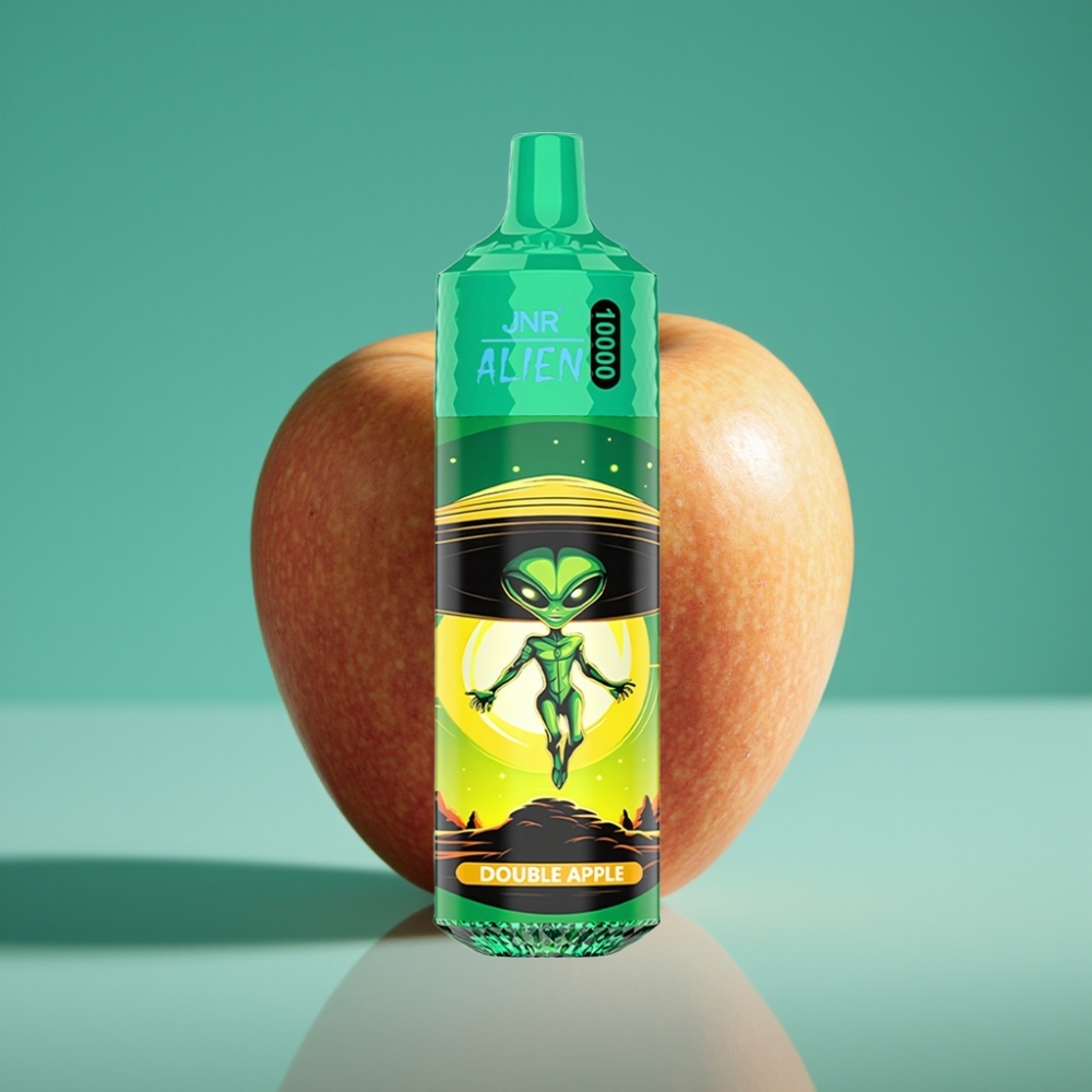 JNR Alien 10000 Puffs Double Pomme avec 20ml E-liquide, 850mAh, Charge Type-C et LED RGB
