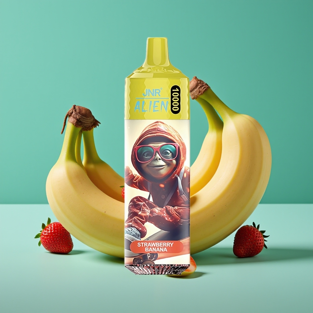 JNR Alien 10000 Puffs Fraise Banane - 850mAh, 20ml E-liquide, LED RGB, Charge Type-C