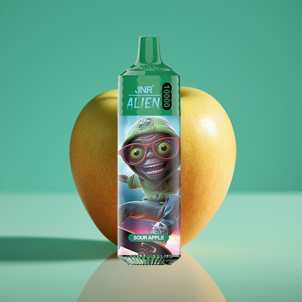 JNR Alien 10000 Puffs – Pomme Acidulée, 850mAh, Type-C, LED RGB, Design Sportif