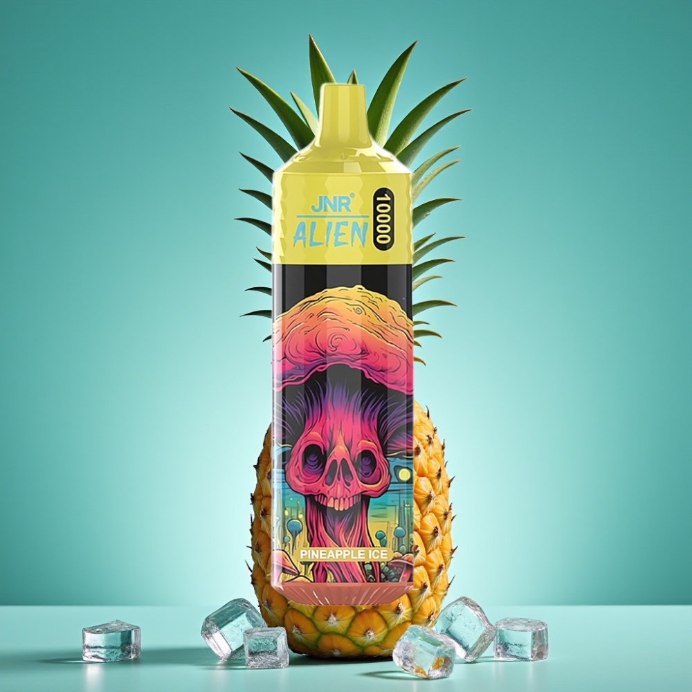 JNR Alien 10000 Puffs Vape Jetable Ananas Glacé avec LED RGB, 850mAh, Charge Rapide Type-C, Design Sportif