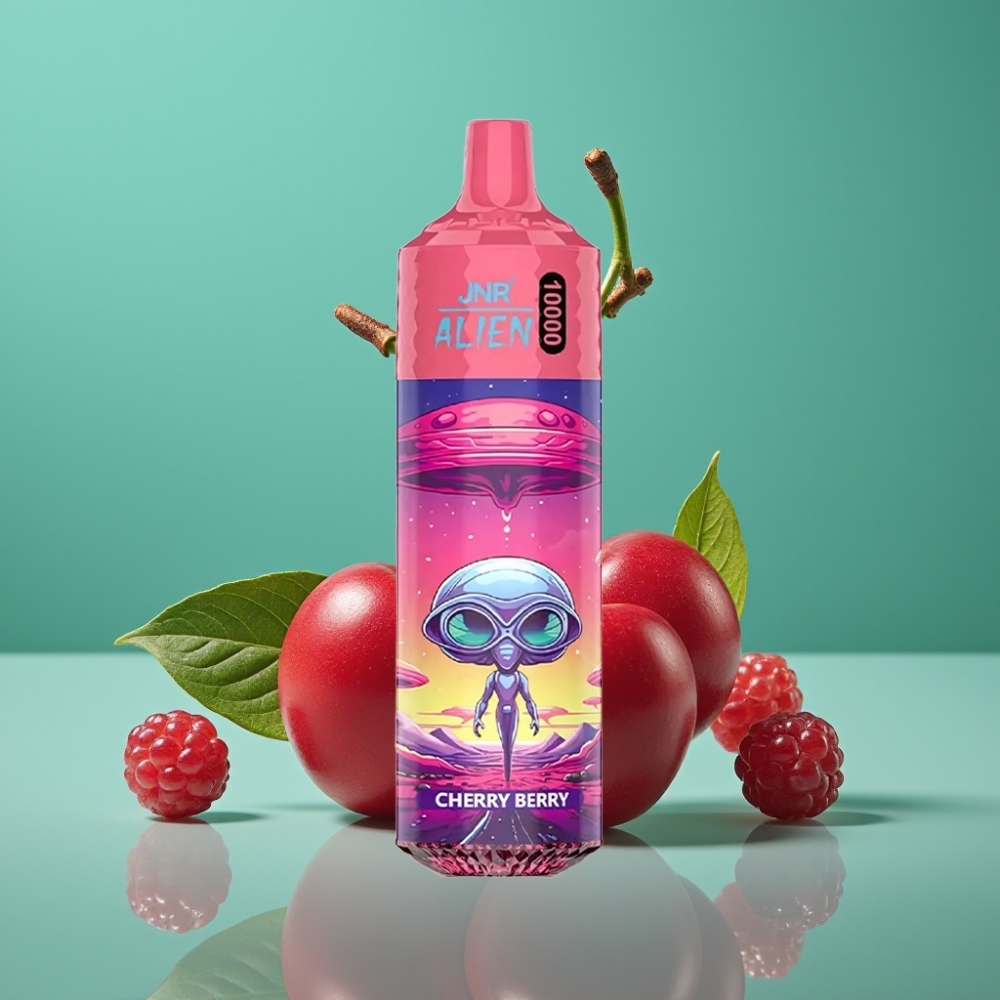 JNR Alien 10000 Puffs Vape Jetable Cerise-Baies avec 20ml E-liquide, 850mAh Batterie et Charge Rapide Type-C