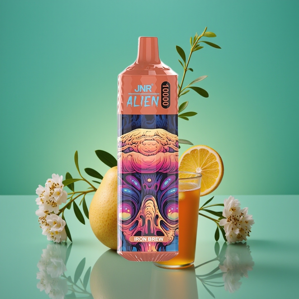 JNR Alien 10000 Puffs Vape Jetable Fer Brassé – 850mAh, 20ml, Type-C, LED RGB, Design Sportif