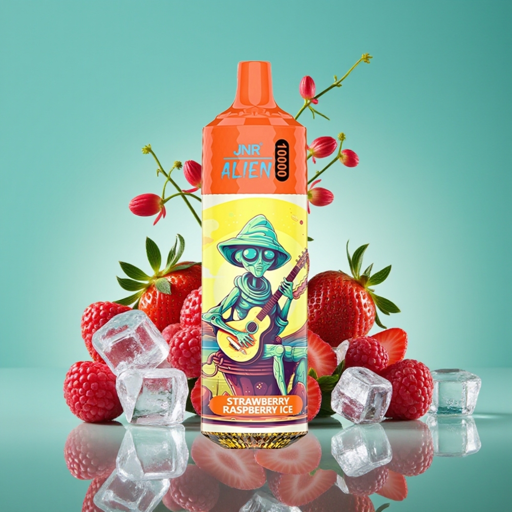 JNR Alien 10000 Puffs Vape Jetable Fraise Framboise Glacée avec 20ml E-liquide, 850mAh, Type-C et LED RGB