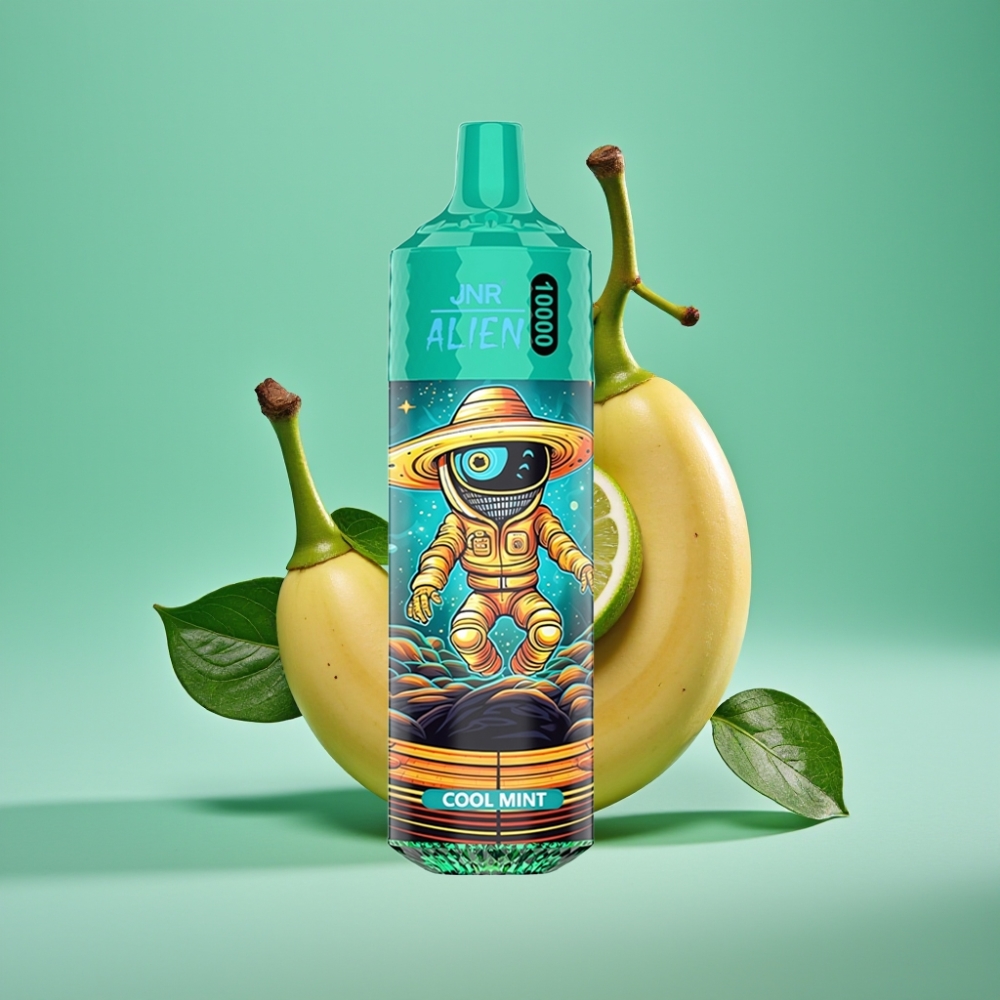 JNR Alien 10000 Puffs Vape Jetable Menthe Glaciale avec 20ml E-liquide, 850mAh et Charge Rapide Type-C