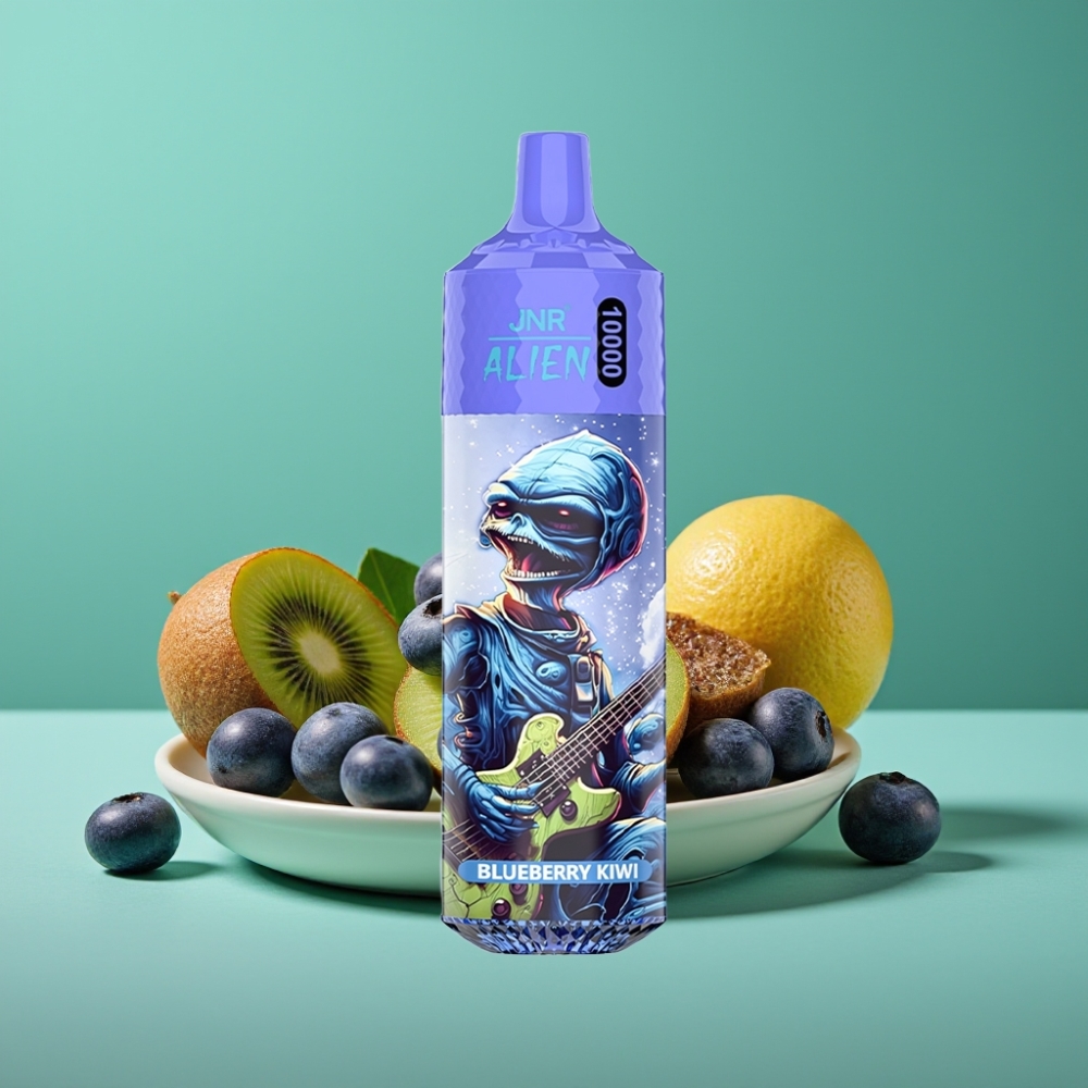 JNR Alien 10000 Puffs Vape Jetable Myrtille Kiwi – 20ml E-Liquid, 850mAh Battery, Type-C Charge, LED RGB, Design Sportif