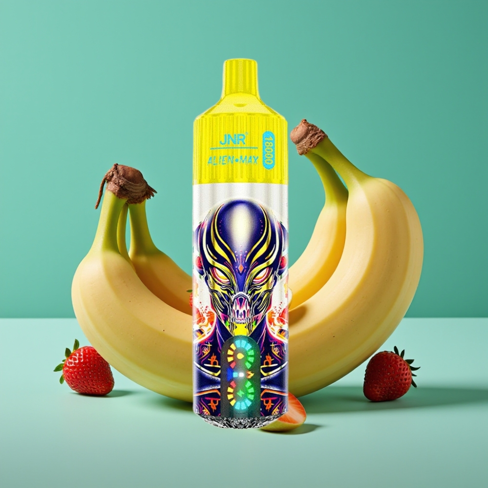 JNR Alien Max 18000 Puffs – Double Coil – 28ml LED Display – Fraise Banane – Charge Type-C