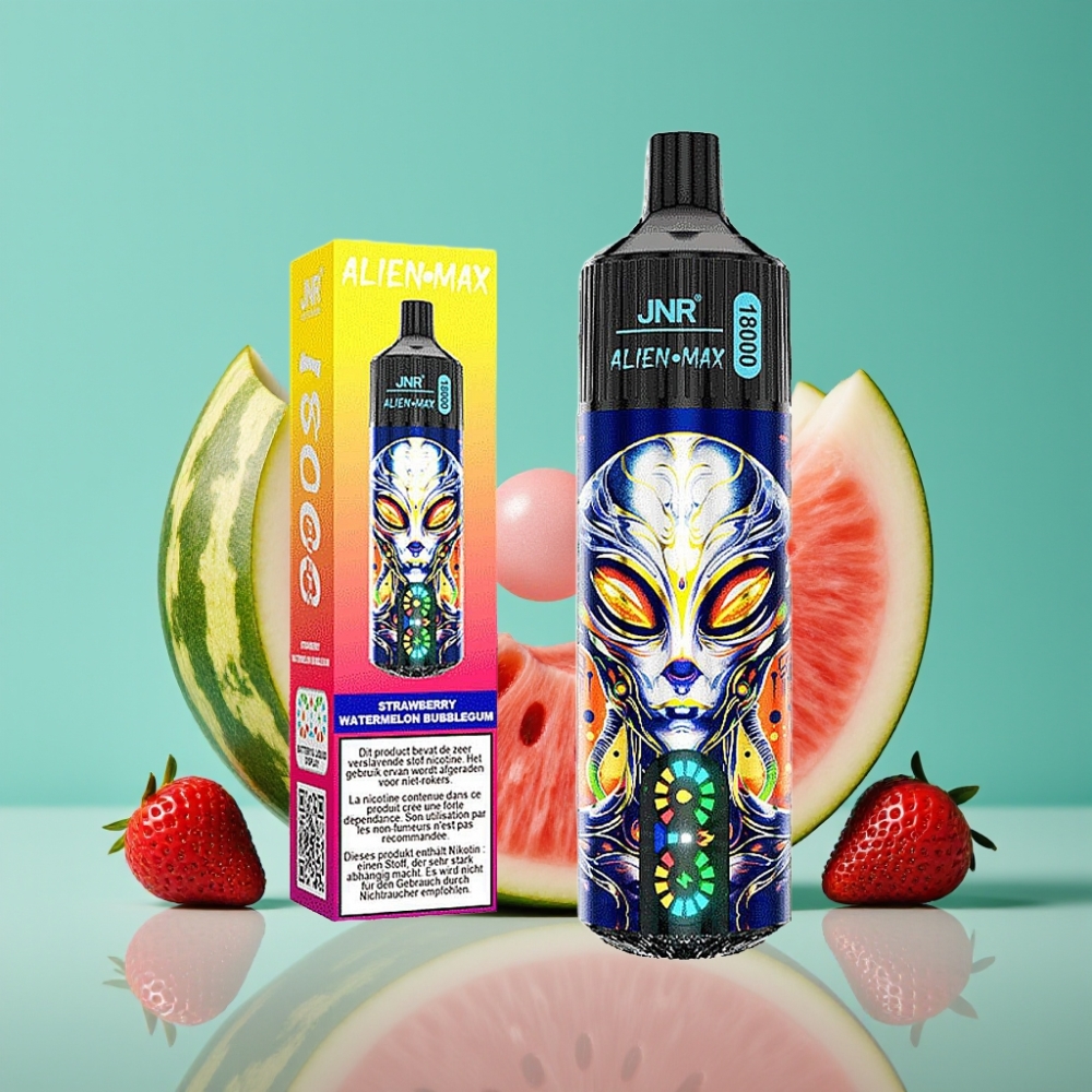 JNR Alien Max 18000 Puffs – Double Mesh Coil, 28ml E-liquide, Charge Type-C, 20 Saveurs (Fraise Pastèque Bubblegum)