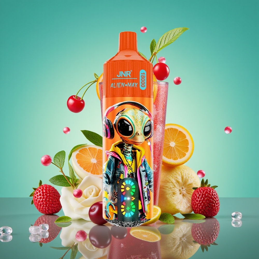 JNR Alien Max 18000 Puffs Fizzy Cherry Cola avec Smart LED Display, Dual Mesh Coil, 28ml E-liquide et Charge Rapide Type-C