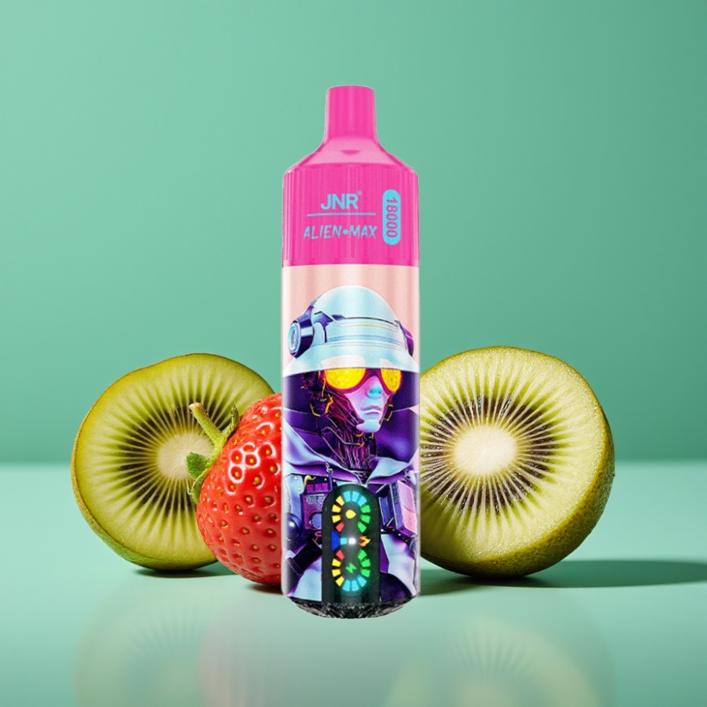 JNR Alien Max 18000 Puffs – Fraise Kiwi – 28ml E-liquide – Double Mesh Coil – Charge Rapide Type-C – Affichage LED Intelligent