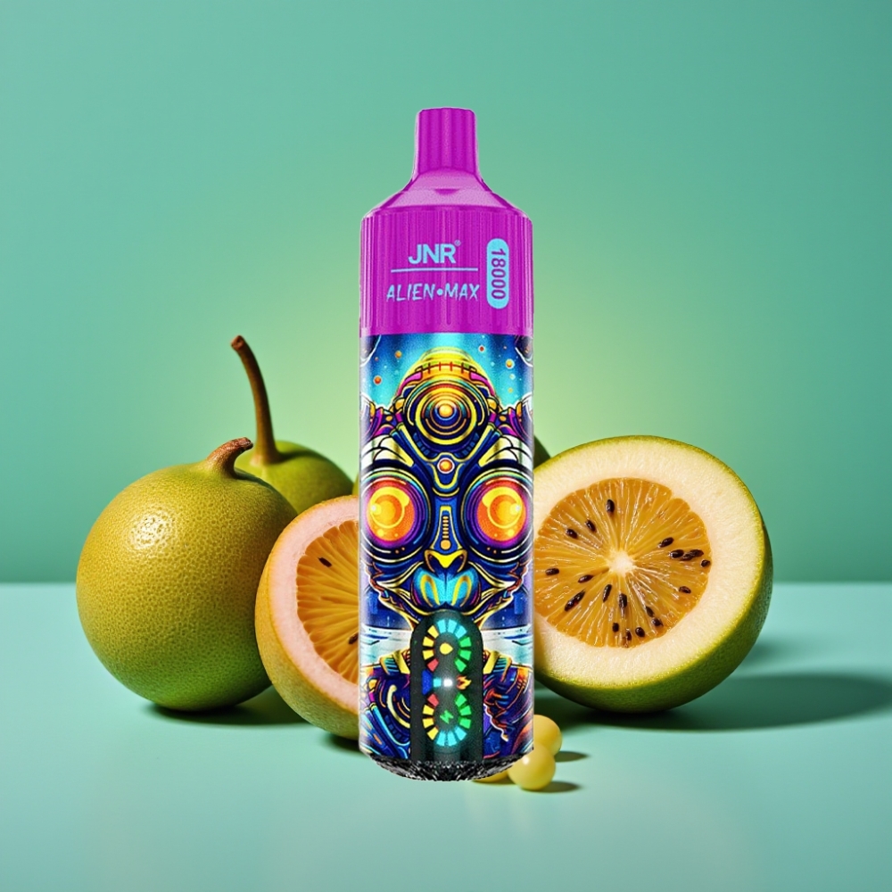 JNR Alien Max 18000 Puffs Kiwi Fruit de la Passion Goyave – Écran LED Intelligent, Double Mesh Coil, 28ml E-liquide, Charge Rapide Type-C