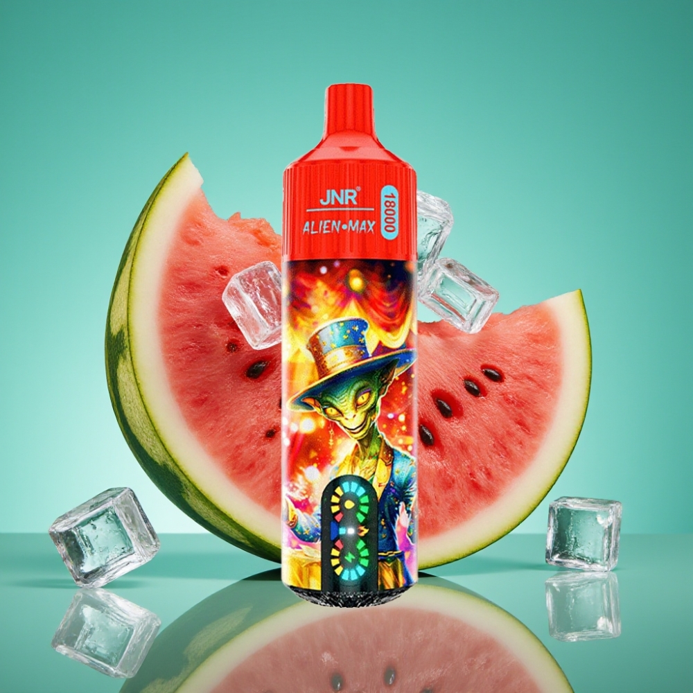 JNR Alien Max 18000 Puffs - Pastèque Glacée - 28ml E-liquide, Double Mesh Coil, Affichage LED Intelligent, Charge Rapide Type-C, 20 Saveurs, 850mAh