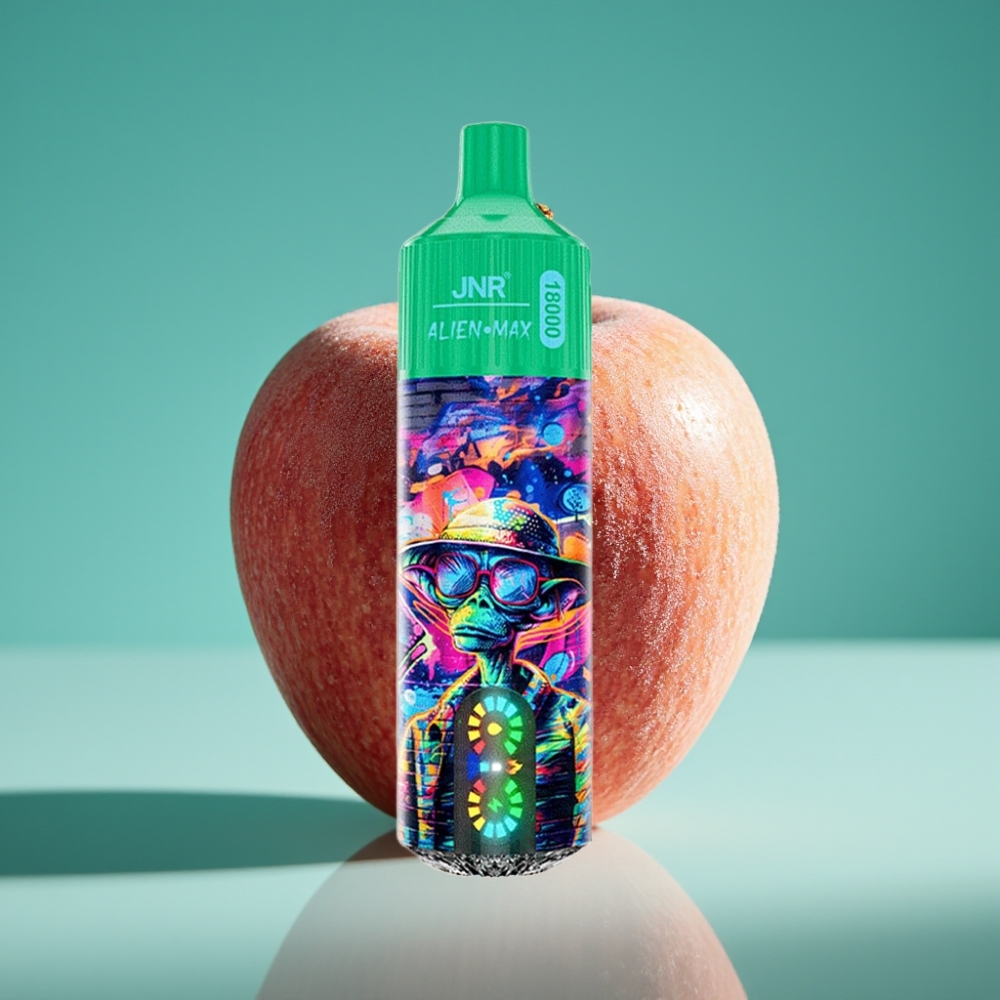 JNR Alien Max 18000 Puffs – Pomme Glacée – Écran LED Intelligent – Double Mesh Coil – 28ml E-liquide – Charge Rapide Type-C