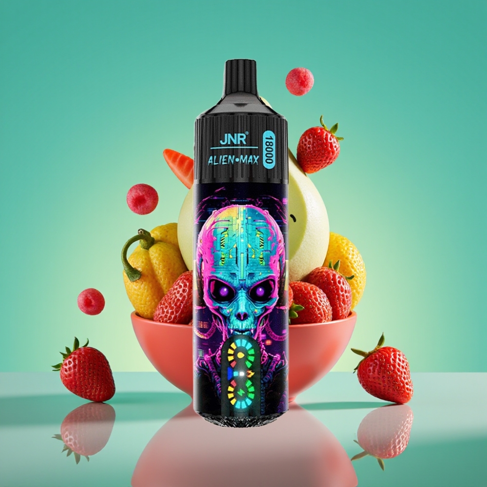JNR Alien Max 18000 Puffs Vape Jetable Fraise Bubble Gum – Écran LED Intelligent, Double Mesh Coil, 28ml E-liquide, Charge Rapide Type-C