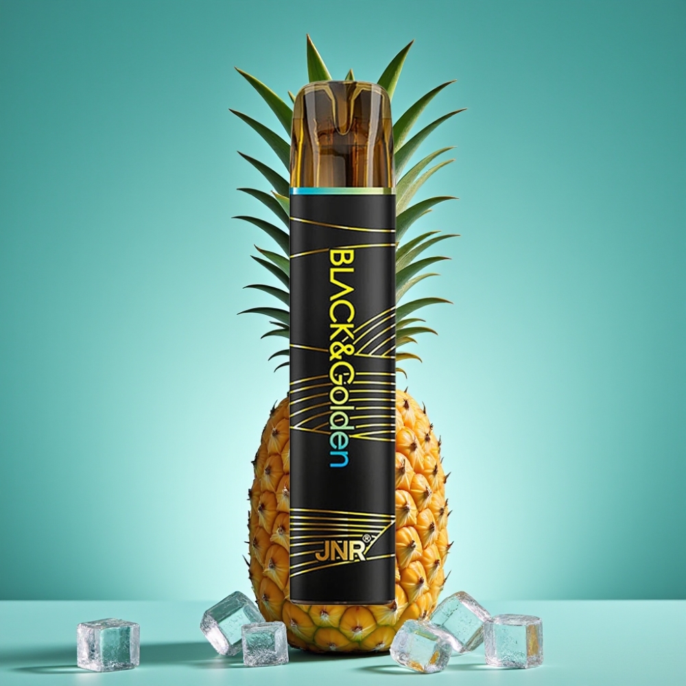 JNR Black&Golden 800 Puffs Vape Jetable Ananas Glacé – 550mAh, 2ml, TPD, 2% Nicotine