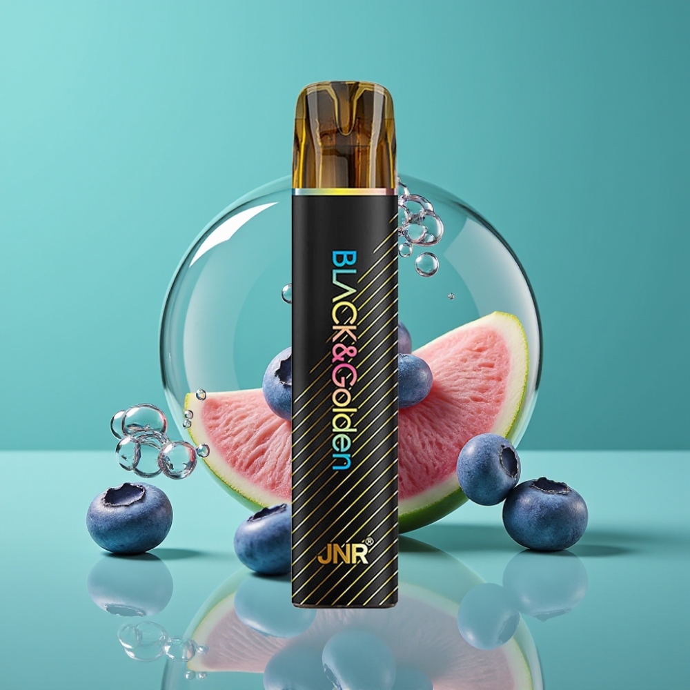 JNR Black&Golden 800 Puffs Vape Jetable Bubble Gum Bleu - 550mAh, 2ml, TPD, 2% Nicotine Sans Recharge