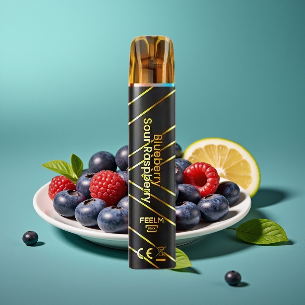 JNR Black&Golden 800 Puffs Vape Jetable Myrtille Framboise Acidulée - 2ml, 550mAh, 2% Nicotine, Certifié TPD