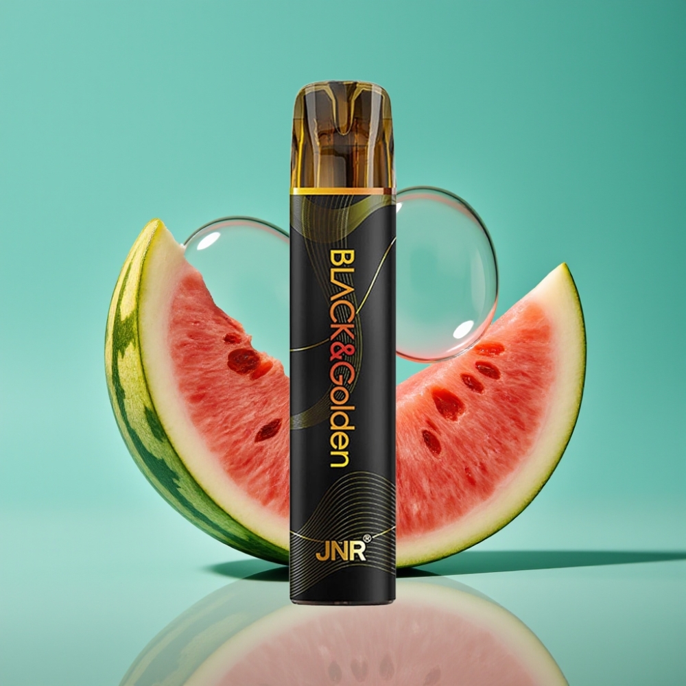 JNR Black&Golden 800 Puffs Vape Jetable Pastèque Bubble Gum – 550mAh, 2ml, 2% Nicotine, TPD