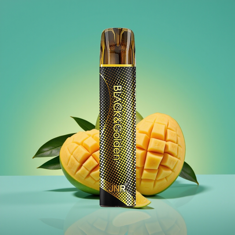 JNR Black&Golden 800 Puffs Vape Jetable Triple Mangue – 550mAh, 2ml E-Liquide, TPD, Sans Recharge, 2% Nicotine