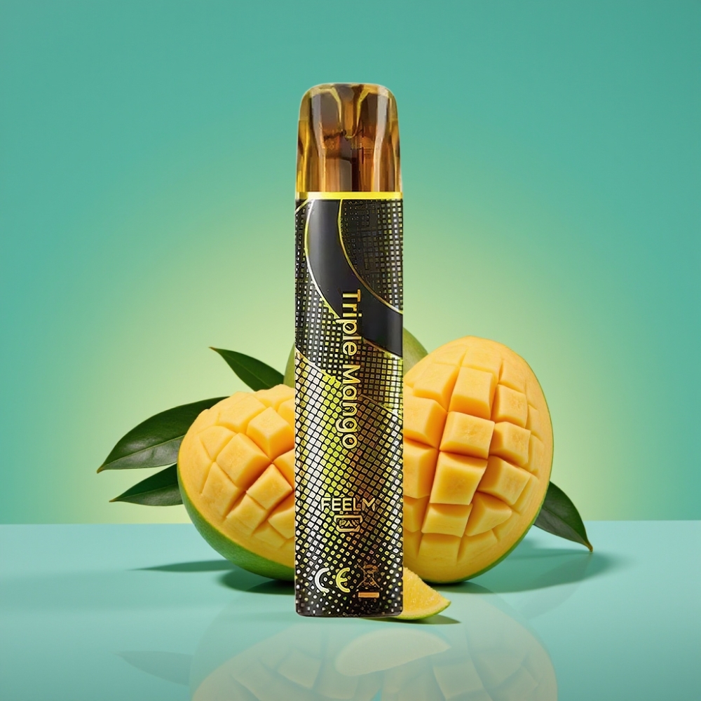 JNR Black&Golden 800 Puffs Vape Jetable Triple Mangue – 550mAh, 2ml E-Liquide, TPD, Sans Recharge, 2% Nicotine