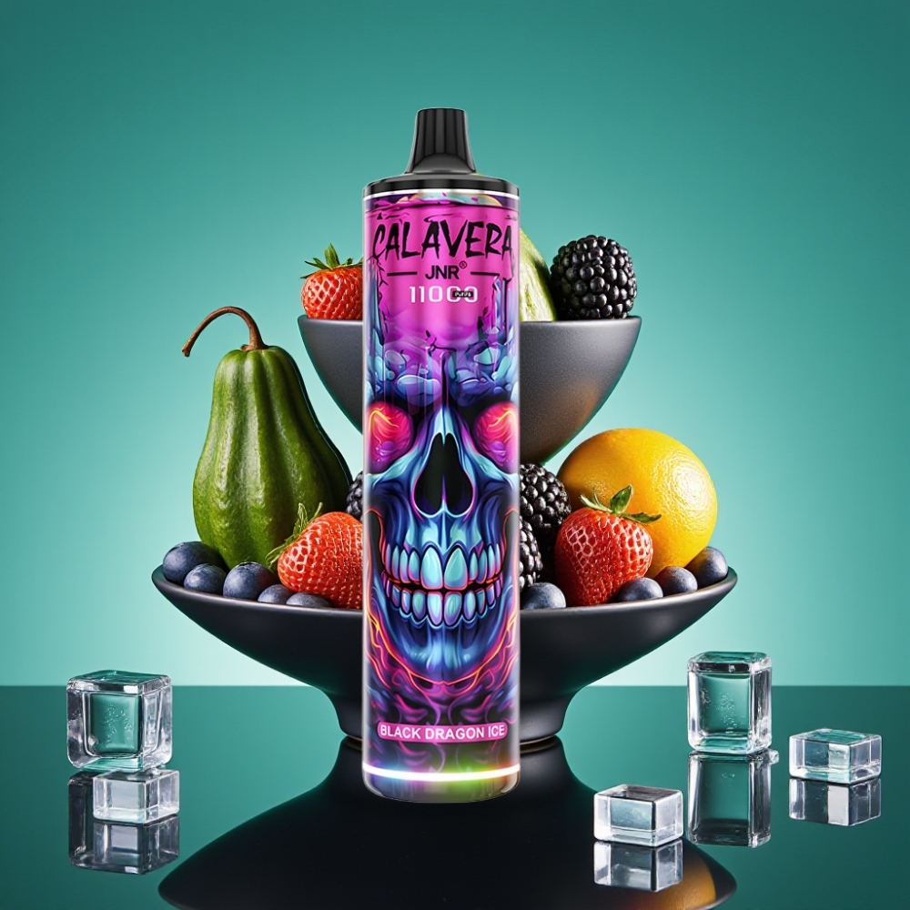 JNR Calavera 11000 Puffs Rechargeable Type-C 21ml Vape Jetable Dragon Noir Glace 0%/2%/5% Nicotine