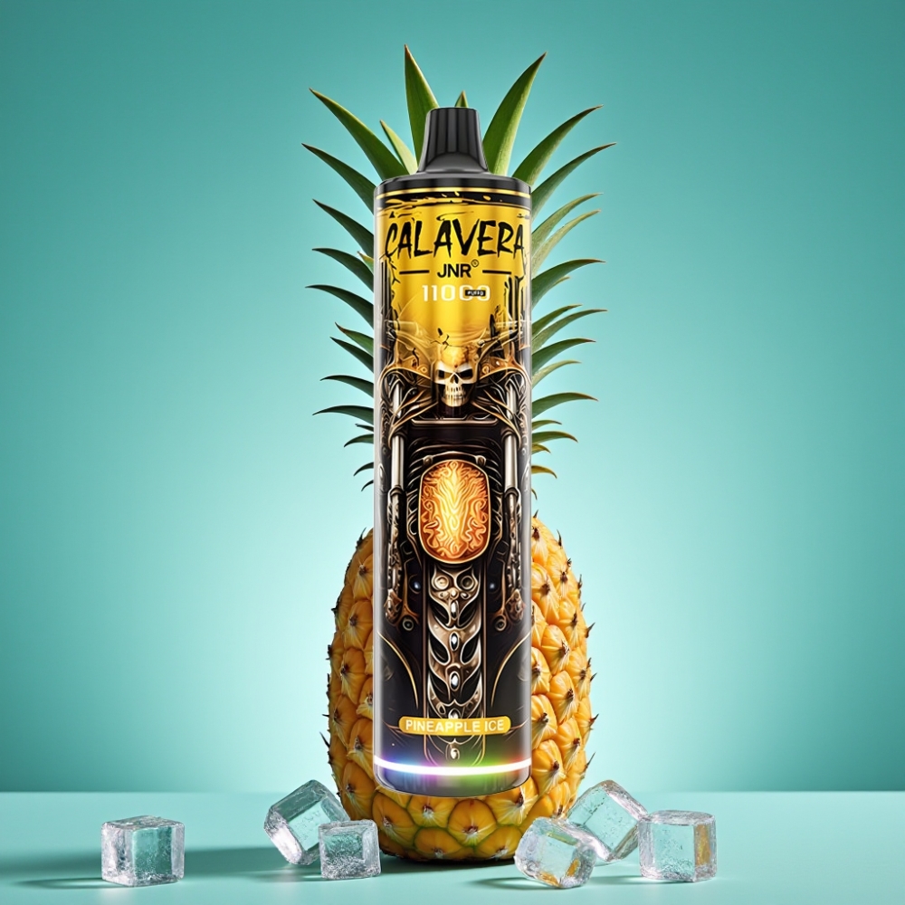 JNR Calavera 11000 Puffs Vape Jetable Ananas Glace – Port Type-C, Batterie 850 mAh, E-Liquide 21ml, Résistance Mesh 1.0ohm, 0%/2%/5% Nicotine