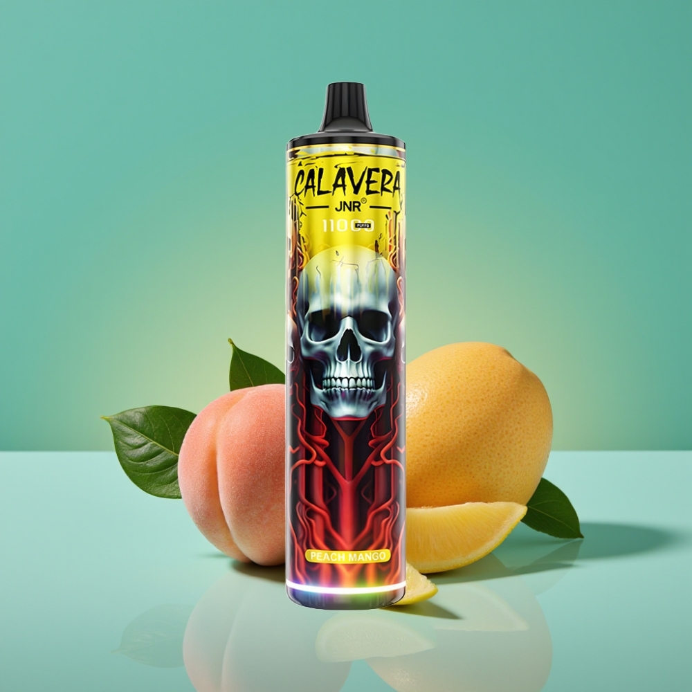 JNR Calavera 11000 Puffs Vape Jetable Peach Mango - Port Type-C, 850mAh, 21ml, 1.0ohm Mesh, 0%/2%/5% Nicotine