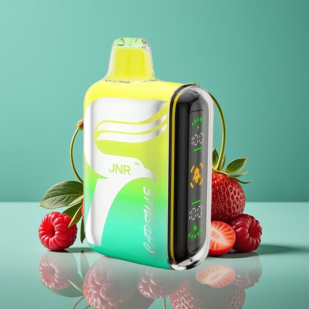JNR Capsule 15000 Puffs Vape Jetable Fraise Framboise Cerise - 850mAh, 20ml, Dual Mesh Coil, Smart LED Display, Boost Mode, Type-C