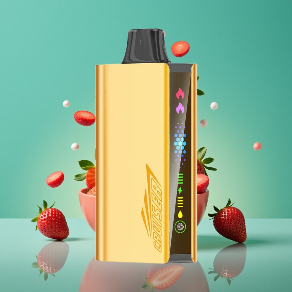 JNR Cruiser 12000 Puffs No-Charge Vape Jetable Chupa Chups Fraise – 3500 mAh, 25ml, Corps Aluminium, Double Mesh 1.2ohm, Écran Animé