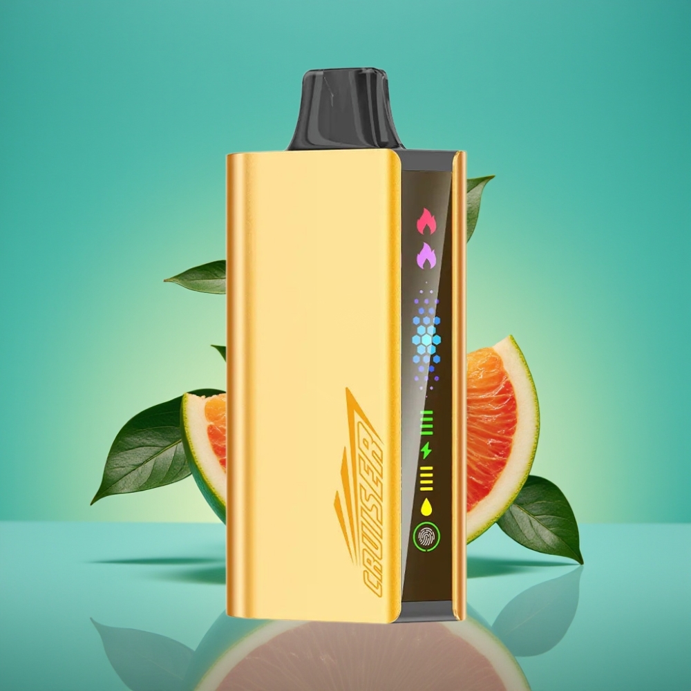 JNR Cruiser 12000 Puffs Sans Recharge Vape Jetable Fanta Fraîche – Batterie 3500 mAh, Ecran Animé, Double Mesh 1.2ohm, Corps Aluminium Métallique, Modes Normal/Boost