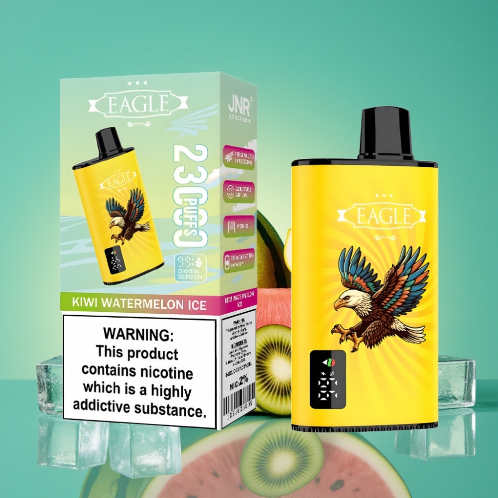 JNR EAGLE Smart 23000 Puffs Vape Jetable Kiwi Pastèque Glacée avec Écran Digital, Bobine Mesh 1.0ohm et Airflow Réglable