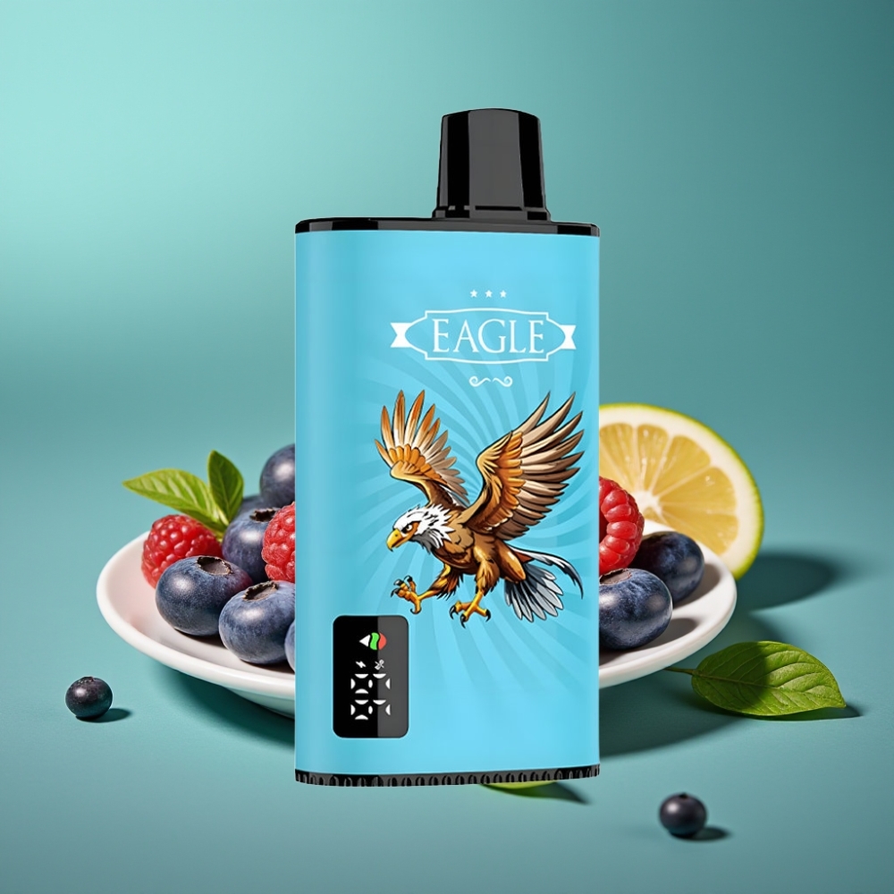 JNR EAGLE Smart 23000 Puffs Vape Jetable Myrtille Framboise Acidulée avec Écran Digital, Bobine Mesh 1.0ohm et Airflow Réglable