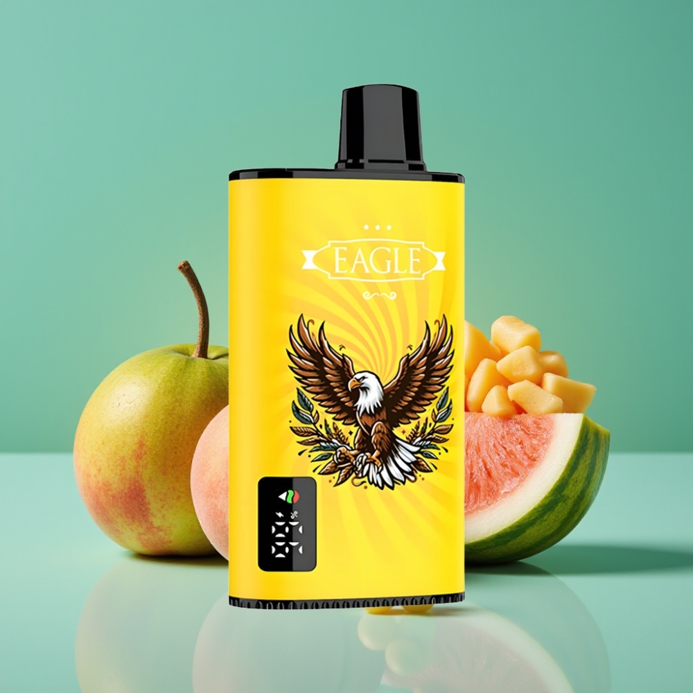 JNR EAGLE Smart 23000 Puffs Vape Jetable Peach Mangue Pastèque avec Écran Digital, Bobine Mesh 1.0ohm et Batterie 750mAh
