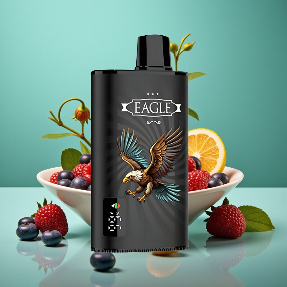 JNR EAGLE Smart 23000 Puffs Vape Jetable - Écran Digital, Bobine Mesh 1.0ohm, Airflow Réglable, Batterie 750mAh, Port Type-C, Baies Mixtes 25ml, 2% Nicotine