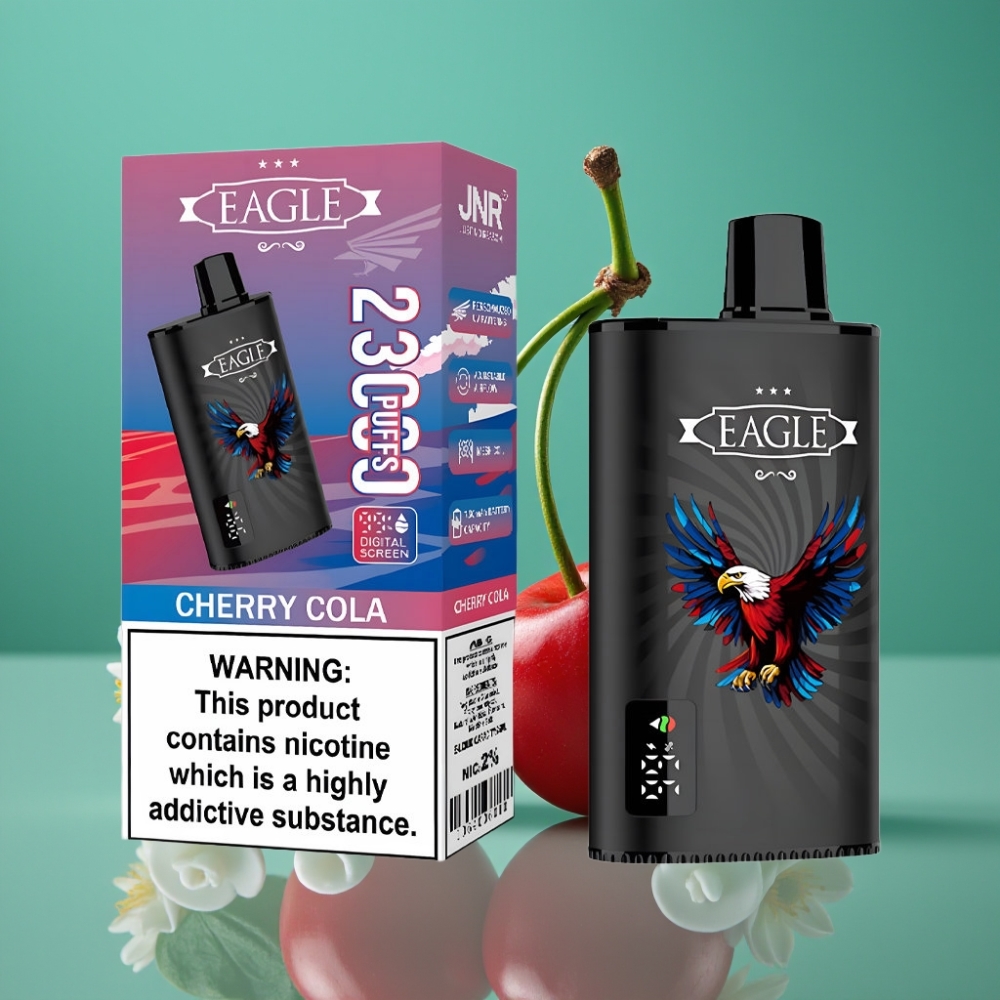 JNR EAGLE Smart 23000 Puffs Écran Digital - Mesh 1.0ohm - Airflow Réglable - Cerise Cola