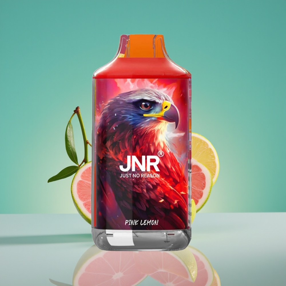 JNR Falcon 16000 Puffs Citron Rose Électronique Disposable – Double Bobine Mesh, 22ml, 850 mAh, Affichage LED Intelligent, Recharge Type C/Lightning, 0%/2% Nicotine
