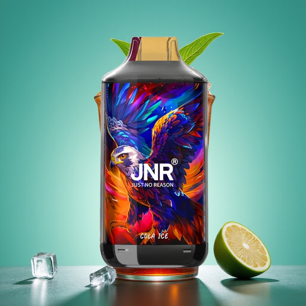 JNR Falcon 16000 Puffs Vape Disposable Cola Glacée – 22ml / 850 mAh / Double Mesh Coil / Écran LED Intelligent / Type C & Lightning