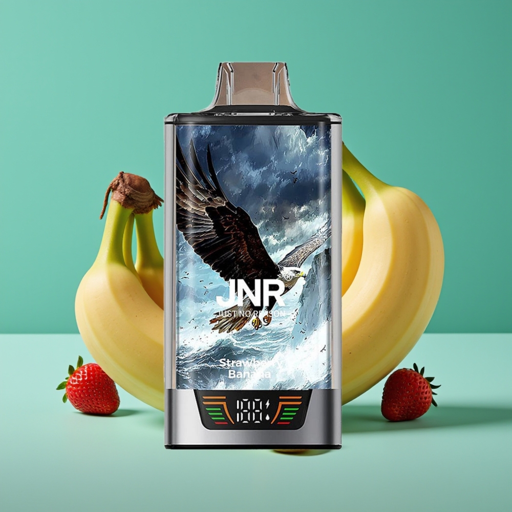 JNR Falcon Pro 28000 Vape Jetable Fraise Banane - 30ml Pré-rempli, 950mAh, 28000 Puffs, 5% Nicotine, Ecran Intelligent, Double Mesh Coil, Chargement USB-C, MTL