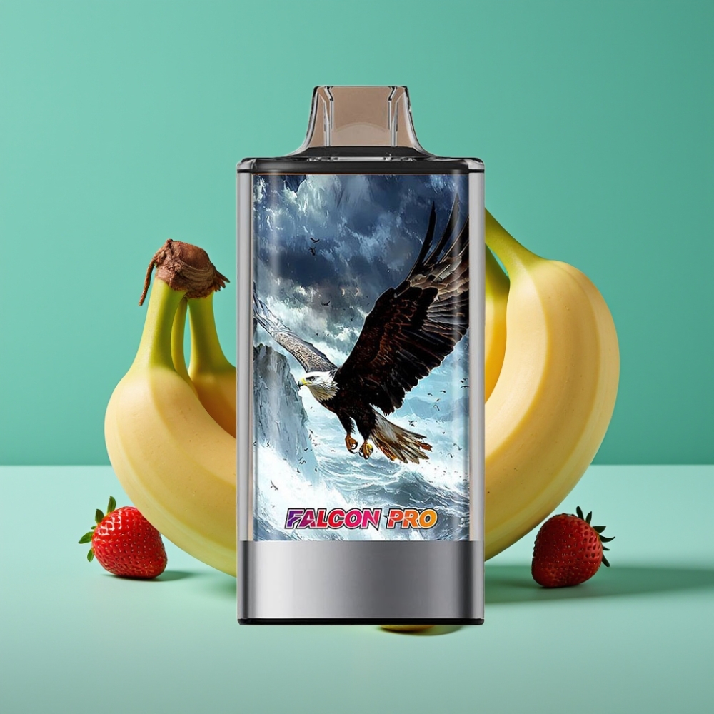 JNR Falcon Pro 28000 Vape Jetable Fraise Banane - 30ml Pré-rempli, 950mAh, 28000 Puffs, 5% Nicotine, Ecran Intelligent, Double Mesh Coil, Chargement USB-C, MTL