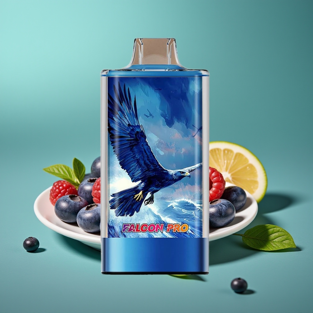 JNR Falcon Pro 28000 Vape Jetable Myrtille Framboise Acidulée – 30ml, 950mAh, 28000 Puffs, 5% Nicotine, Écran Intelligent, Double Mesh Coil, USB Type-C, MTL