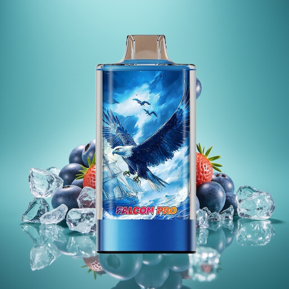 JNR Falcon Pro 28000 Vape Jetable Myrtille Glacé - 30ml, 28000 Puffs, 5% Nicotine, Dual Mesh Coil, USB Type-C