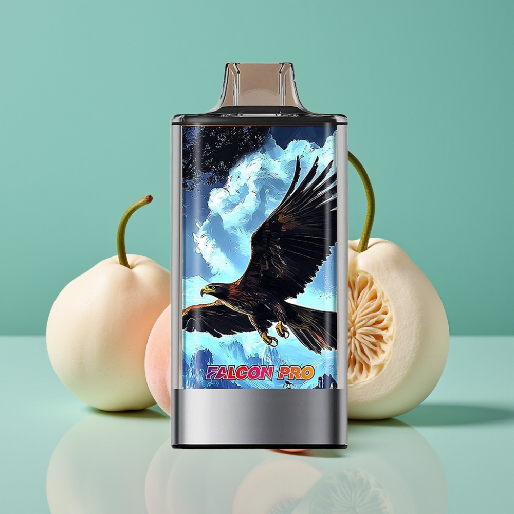 JNR Falcon Pro 28000 Vape Jetable Pêche Blanche Framboise – 30ml, 28000 Puffs, 5% Nicotine, Dual Mesh Coil, USB Type-C