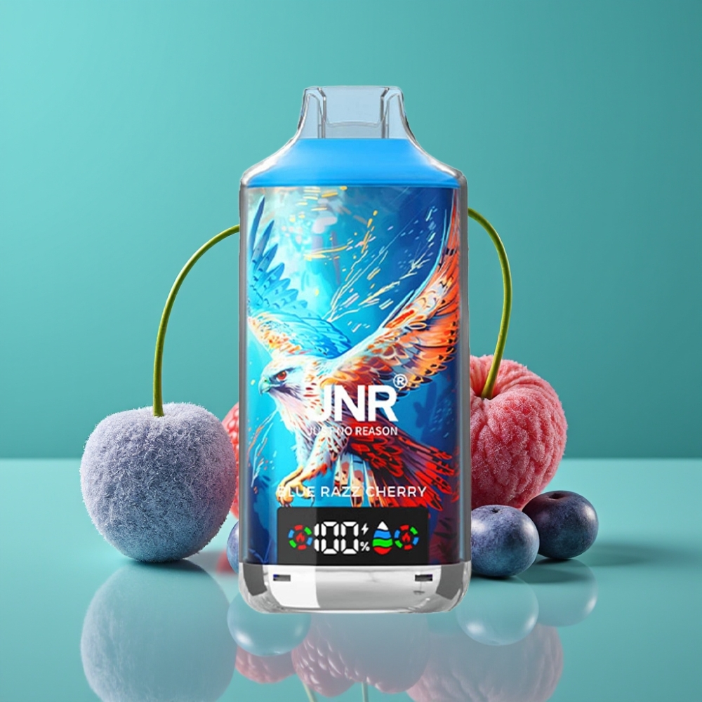 JNR Falcon X 18000 Puffs – Double Mesh & Double Core – 24ml/750mAh – Affichage Digital – Charge Rapide Type-C – Bleu Framboise Cerise (0%,2%,5%)