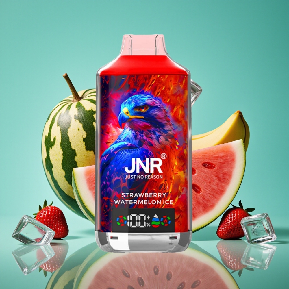 JNR Falcon X 18000 Puffs – Fraise Pastèque Glacée – 24ml E-liquide – Dual Mesh Coil – Affichage Digital – Charge Type-C Rapide – 750mAh – Nicotine 0%/2%/5%